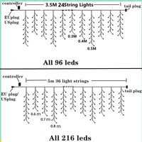 Girlanda uliczna w domu ozdoby choinkowe ozdoby girlanda LED sopel kurtyna świetlna Droop 0.5/0.6/0.7M ue wtyczka 6